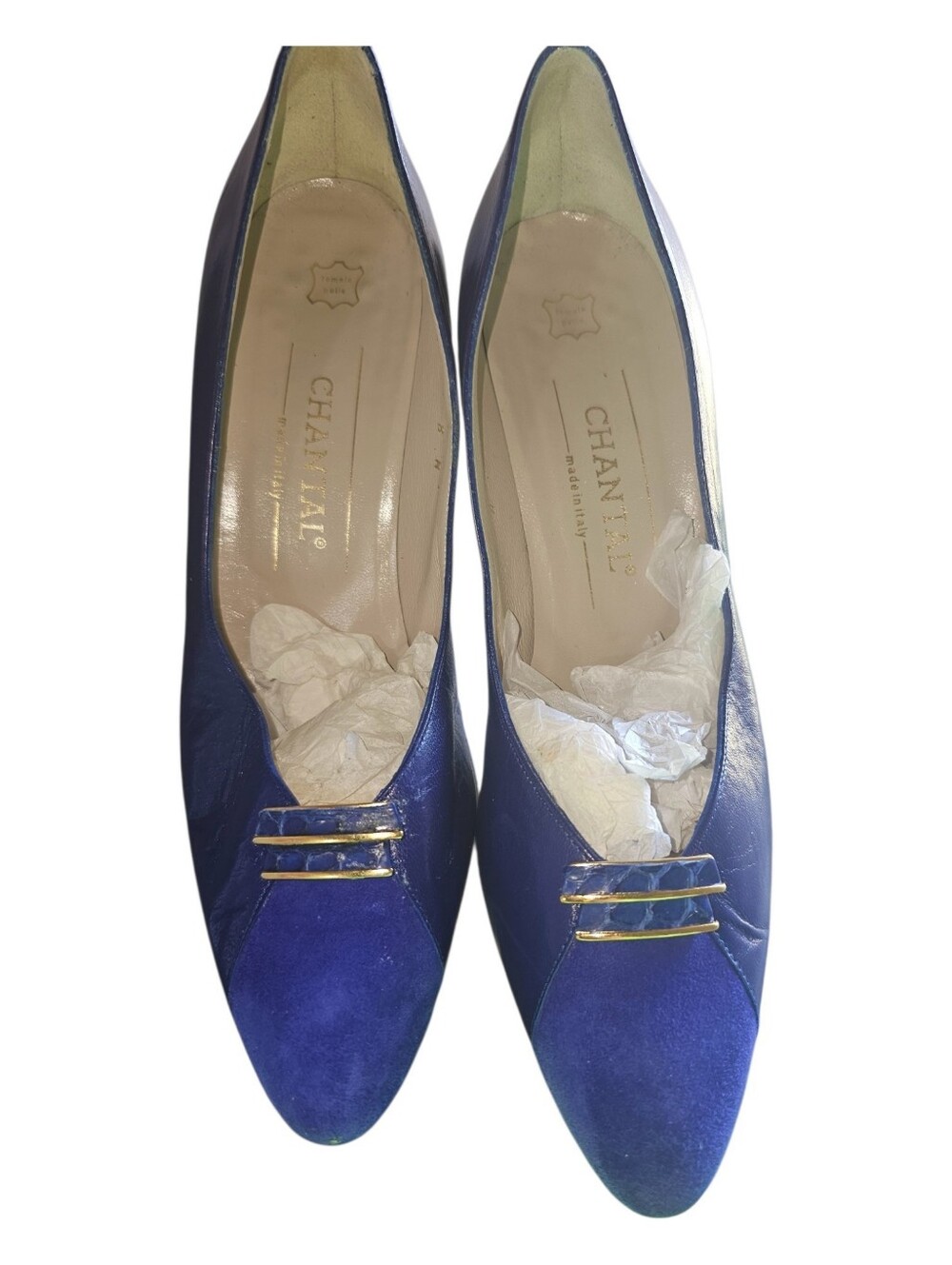 Vintage Bruno Magli Blue Suede & Leather Pumps –Size 8 NWOT